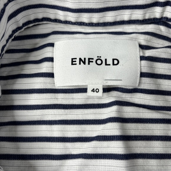 ENFOLD Shirt Dress Women's EU 40 Navy White Striped Collared READ - Picture 3 of 16